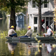 Floodwaters require boats in this area near Conway, South Carolina.